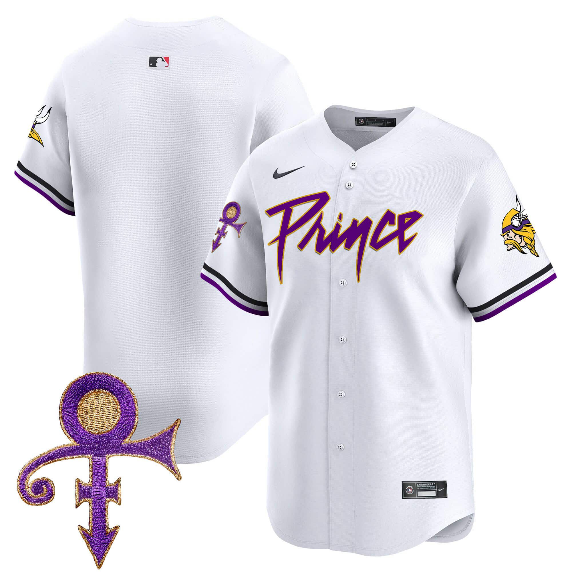 Men Minnesota Vikings Blank White 2024 Nike Prince Patch Vapor Premier Limited NFL Jersey style 1->customized nfl jersey->Custom Jersey